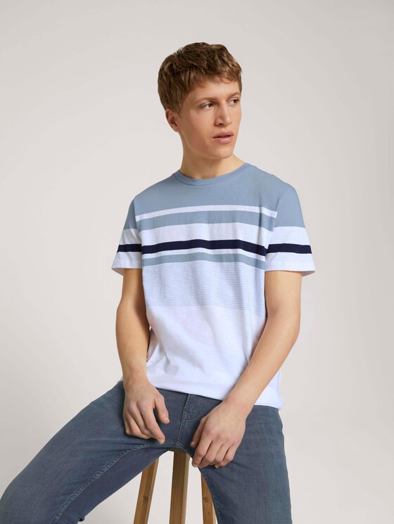 gestreiftes T-Shirt - Männer - Foggy Blue gestreiftes T-Shirt - Männer - Foggy Blue - 5 - TOM TAILOR Denim