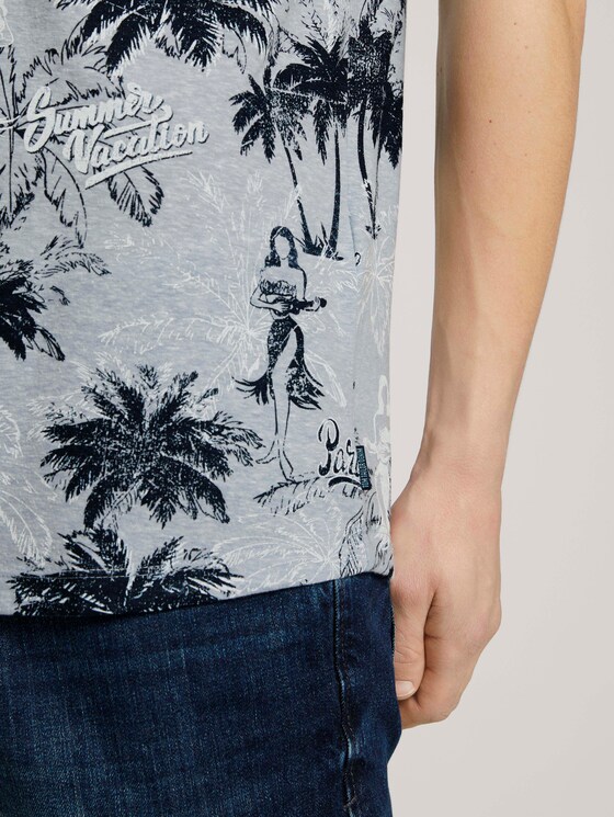 gemustertes T-Shirt - Männer - blue white hula print gemustertes T-Shirt - Männer - blue white hula print - 9 - TOM TAILOR Denim
