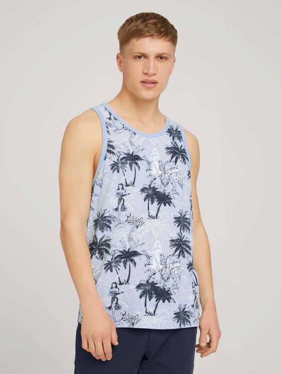 gemustertes Tanktop - Männer - blue white hula print gemustertes Tanktop - Männer - blue white hula print - 1 - TOM TAILOR Denim