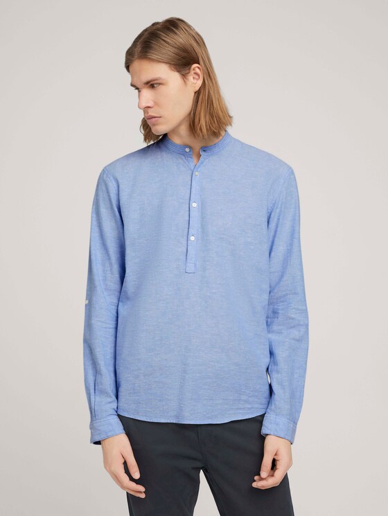 Leinenhemd mit recycelten Fasern - Männer - Sky Blue Chambray Leinenhemd mit recycelten Fasern - Männer - Sky Blue Chambray - 1 - TOM TAILOR Denim