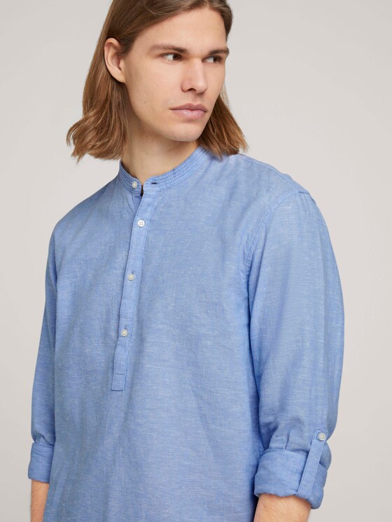 Leinenhemd mit recycelten Fasern - Männer - Sky Blue Chambray Leinenhemd mit recycelten Fasern - Männer - Sky Blue Chambray - 9 - TOM TAILOR Denim