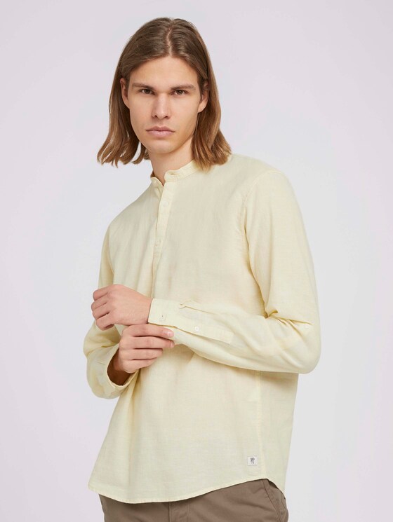 Leinenhemd mit recycelten Fasern - Männer - pale straw yellow chambray Leinenhemd mit recycelten Fasern - Männer - pale straw yellow chambray - 1 - TOM TAILOR Denim