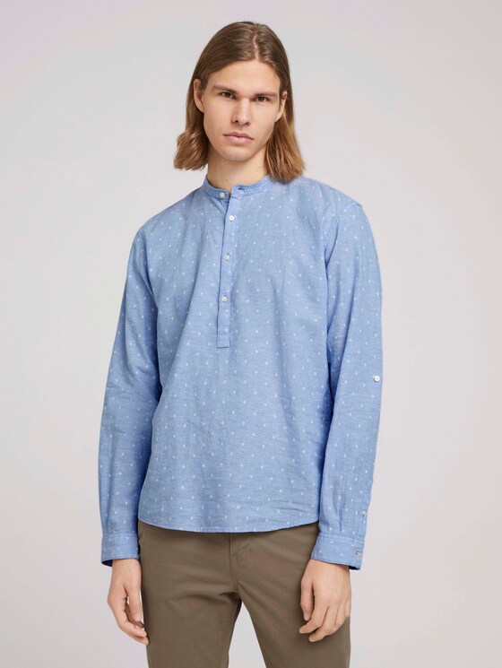 Leinenhemd mit recycelten Fasern - Männer - blue white scattered design Leinenhemd mit recycelten Fasern - Männer - blue white scattered design - 1 - TOM TAILOR Denim
