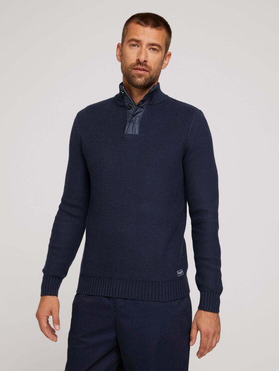 trui met troyer-kraag - Mannen - Sky Captain Blue trui met troyer-kraag - Mannen - Sky Captain Blue - 1 - TOM TAILOR