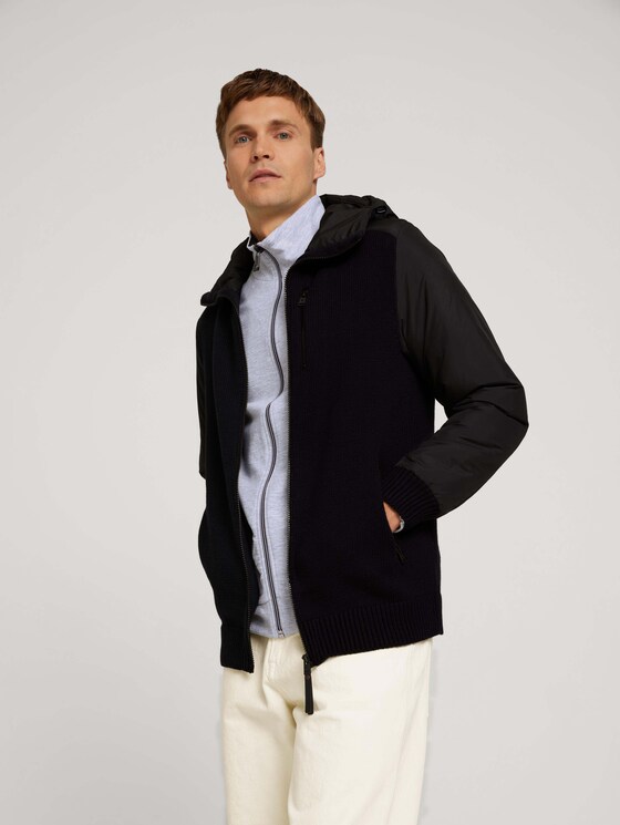 Nylon-Strickjacke mit Kapuze - Männer - Black Nylon-Strickjacke mit Kapuze - Männer - Black - 5 - TOM TAILOR