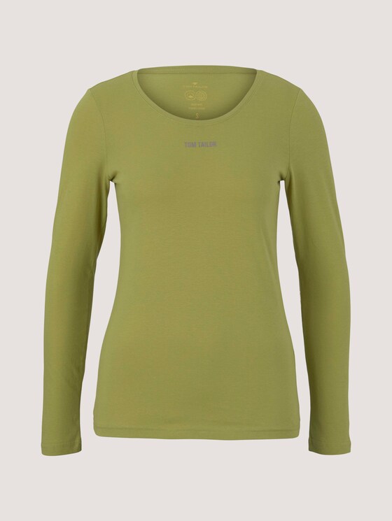 Logo print long-sleeved shirt with organic cotton - Women - green oasis Logo print long-sleeved shirt with organic cotton - Women - green oasis - 7 - TOM TAILOR