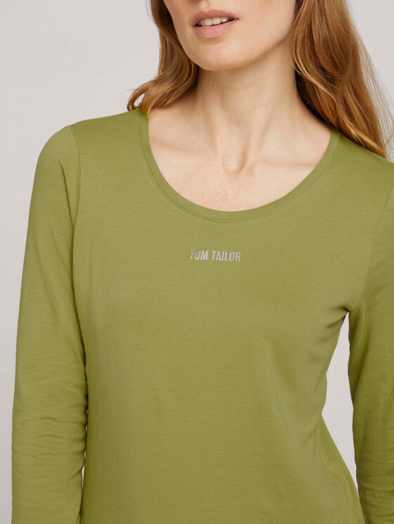 Logo print long-sleeved shirt with organic cotton - Women - green oasis Logo print long-sleeved shirt with organic cotton - Women - green oasis - 9 - TOM TAILOR