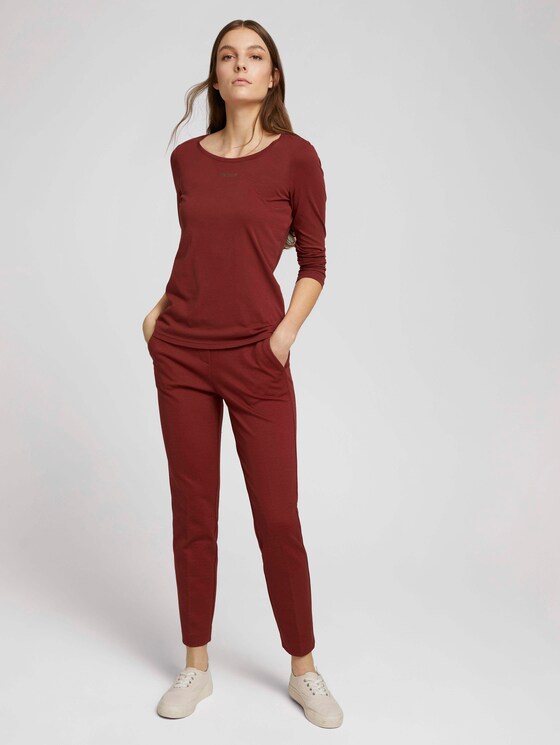 Logo print long-sleeved shirt with organic cotton - Women - dark maroon red Logo print long-sleeved shirt with organic cotton - Women - dark maroon red - 3 - TOM TAILOR