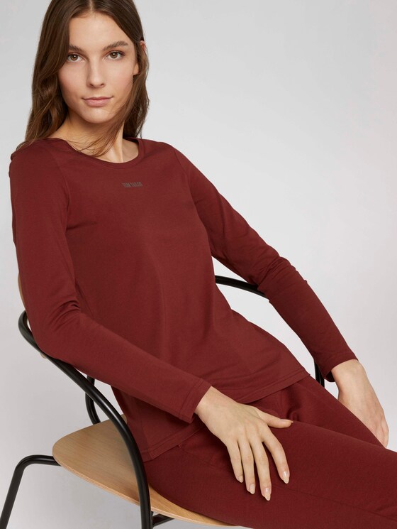 Logo print long-sleeved shirt with organic cotton - Women - dark maroon red Logo print long-sleeved shirt with organic cotton - Women - dark maroon red - 5 - TOM TAILOR