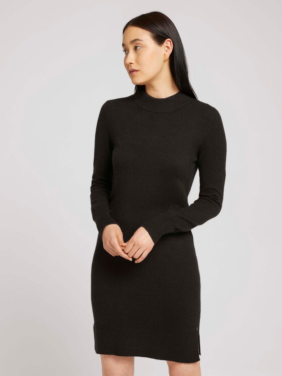 Gebreide jurk met opstaande kraag - Vrouwen - deep black Gebreide jurk met opstaande kraag - Vrouwen - deep black - 1 - TOM TAILOR