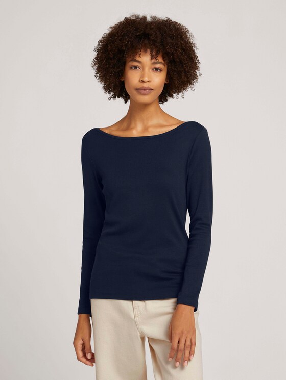 Basic Langarmshirt mit Bio-Baumwolle - Frauen - Sky Captain Blue Basic Langarmshirt mit Bio-Baumwolle - Frauen - Sky Captain Blue - 1 - TOM TAILOR