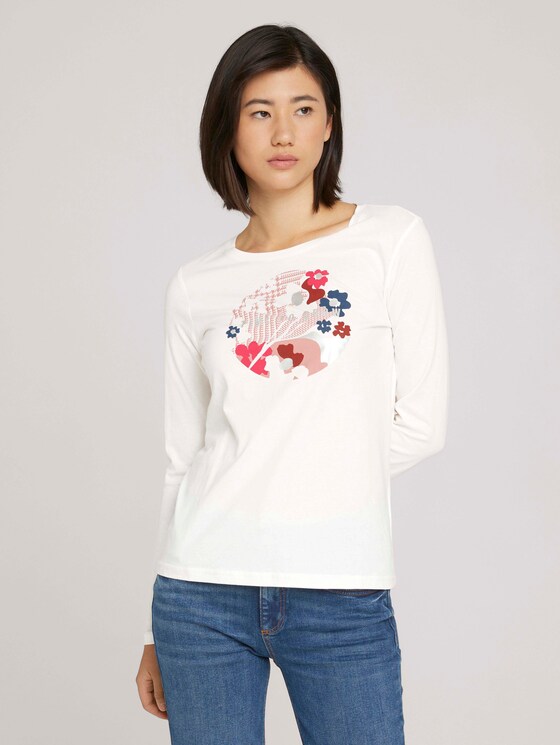 Print Langarmshirt mit Bio-Baumwolle - Frauen - Whisper White Print Langarmshirt mit Bio-Baumwolle - Frauen - Whisper White - 1 - TOM TAILOR