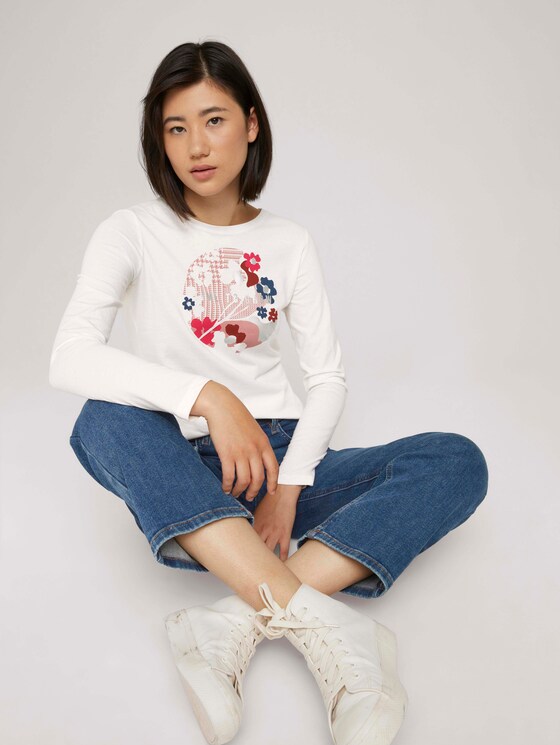 Print Langarmshirt mit Bio-Baumwolle - Frauen - Whisper White Print Langarmshirt mit Bio-Baumwolle - Frauen - Whisper White - 5 - TOM TAILOR