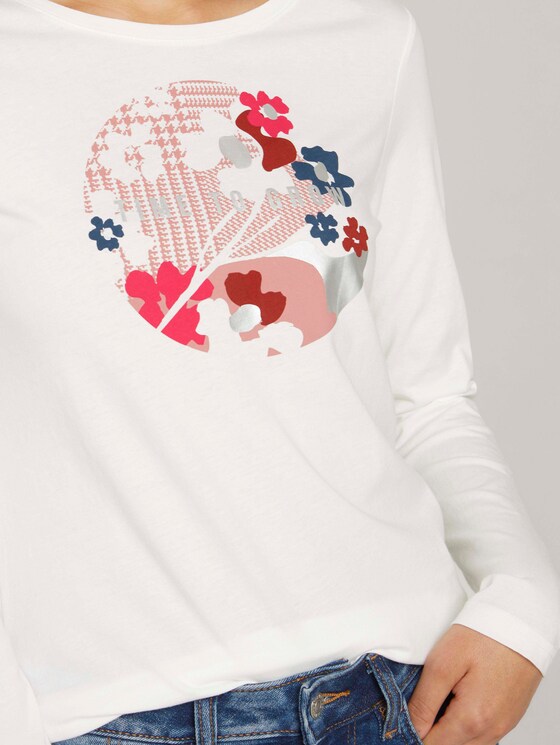 Print Langarmshirt mit Bio-Baumwolle - Frauen - Whisper White Print Langarmshirt mit Bio-Baumwolle - Frauen - Whisper White - 9 - TOM TAILOR