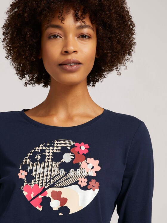 Print Langarmshirt mit Bio-Baumwolle - Frauen - Sky Captain Blue Print Langarmshirt mit Bio-Baumwolle - Frauen - Sky Captain Blue - 9 - TOM TAILOR