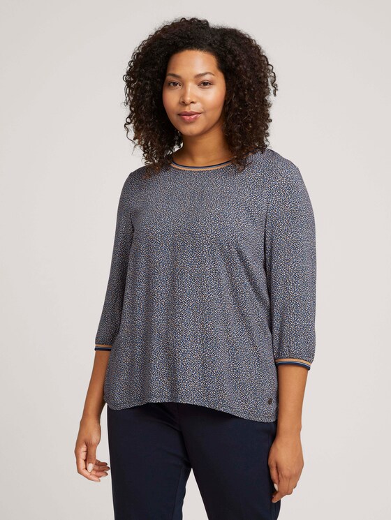 Patterned 3/4-sleeved shirt with organic cotton - Women - blue camel dot design Patterned 3/4-sleeved shirt with organic cotton - Women - blue camel dot design - 1 - My True Me