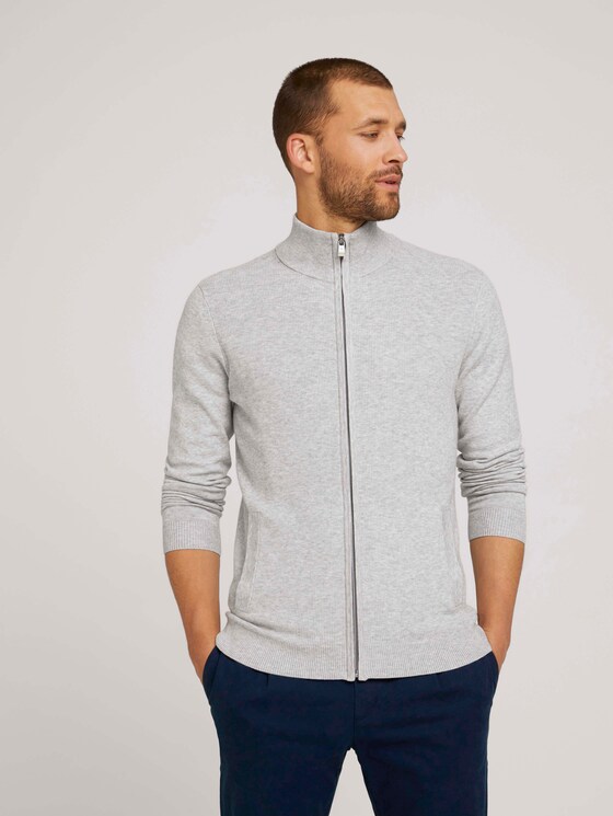 Strickjacke mit TENCEL™ Lyocell - Männer - Light Soft Grey Melange Strickjacke mit TENCEL™ Lyocell - Männer - Light Soft Grey Melange - 5 - TOM TAILOR