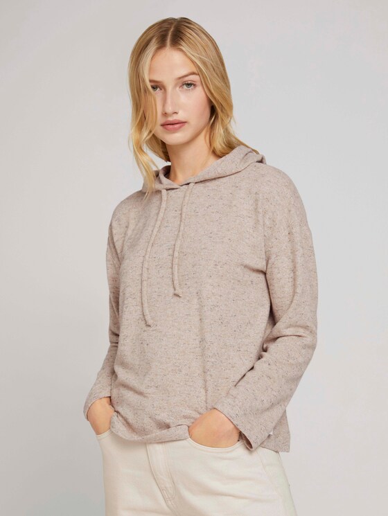 hoodie in gemêleerde look - Vrouwen - beige black melange hoodie in gemêleerde look - Vrouwen - beige black melange - 1 - TOM TAILOR Denim