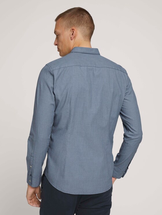 Slim fit shirt with a chest pocket - Men - blue navy structure Slim fit shirt with a chest pocket - Men - blue navy structure - 2 - TOM TAILOR