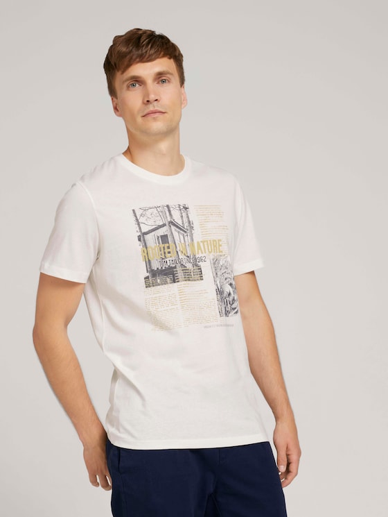 Photo print t-shirt with organic cotton - Men - Off White Photo print t-shirt with organic cotton - Men - Off White - 5 - TOM TAILOR