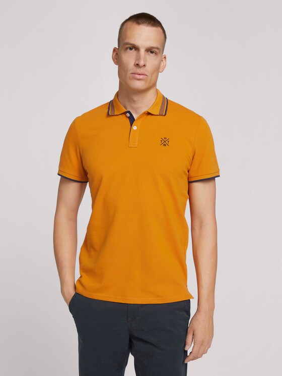 Poloshirt mit Kragendetail - Männer - Flame Brown Poloshirt mit Kragendetail - Männer - Flame Brown - 1 - TOM TAILOR