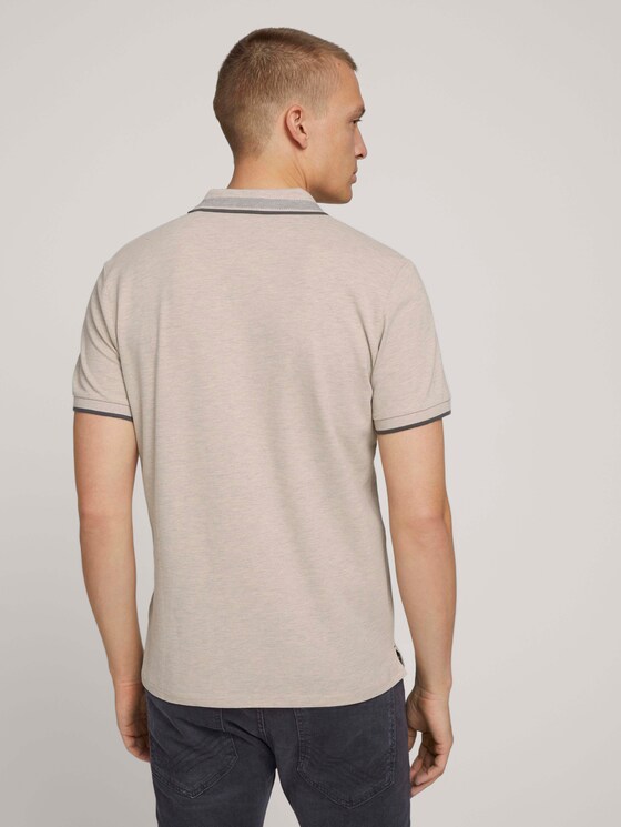 poloshirt met kraagdetail - Mannen - cosy soft beige melange poloshirt met kraagdetail - Mannen - cosy soft beige melange - 2 - TOM TAILOR