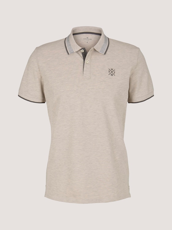 poloshirt met kraagdetail - Mannen - cosy soft beige melange poloshirt met kraagdetail - Mannen - cosy soft beige melange - 7 - TOM TAILOR