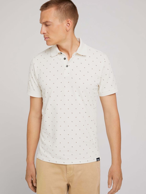 Gemustertes Poloshirt - Männer - off white scattered design Gemustertes Poloshirt - Männer - off white scattered design - 5 - TOM TAILOR