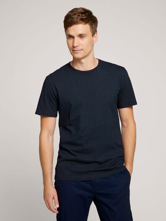 patterned t-shirt - Men - navy olive irregular design patterned t-shirt - Men - navy olive irregular design - 1 - TOM TAILOR