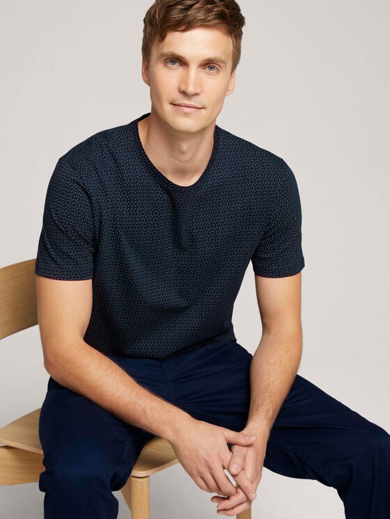 patterned t-shirt - Men - navy olive irregular design patterned t-shirt - Men - navy olive irregular design - 5 - TOM TAILOR