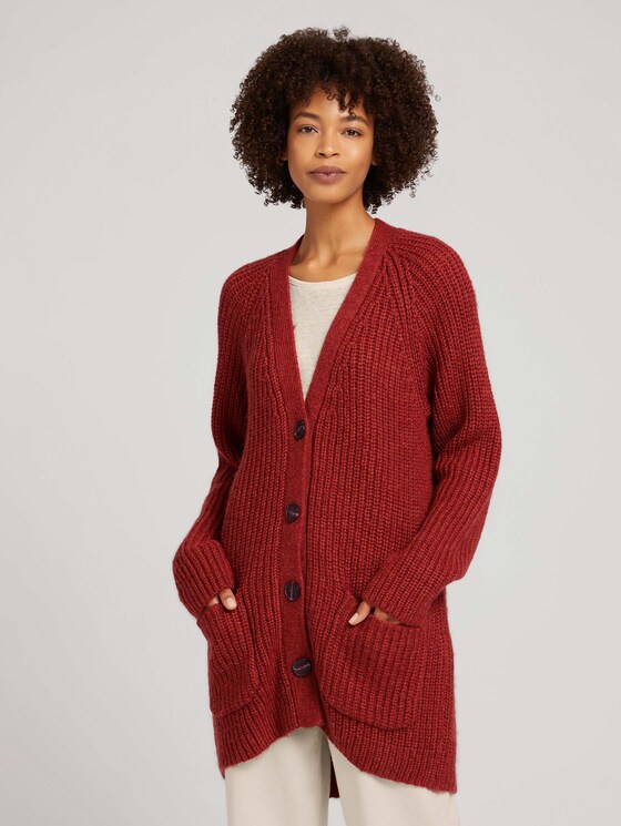 Lang vest met zakken - Vrouwen - dark maroon red Lang vest met zakken - Vrouwen - dark maroon red - 1 - TOM TAILOR