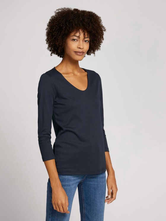 Basic Shirt mit TENCEL™ Modal - Frauen - Sky Captain Blue Basic Shirt mit TENCEL™ Modal - Frauen - Sky Captain Blue - 1 - TOM TAILOR