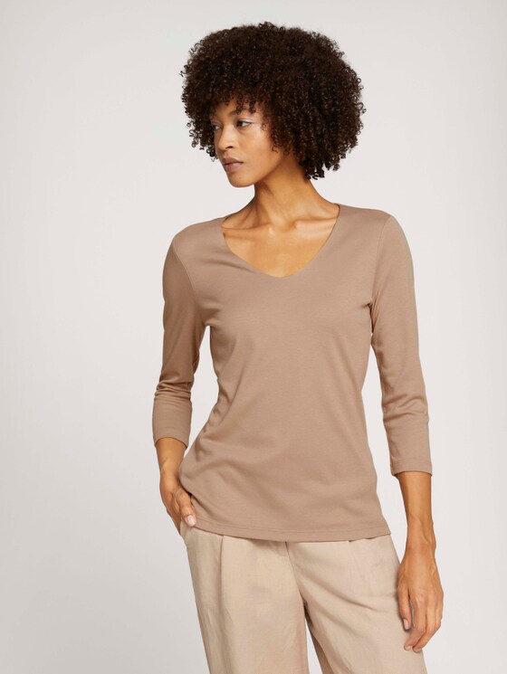 Basic-shirt 3/4 mouw met TENCEL™ Modal - Vrouwen - french clay beige Basic-shirt 3/4 mouw met TENCEL™ Modal - Vrouwen - french clay beige - 1 - TOM TAILOR