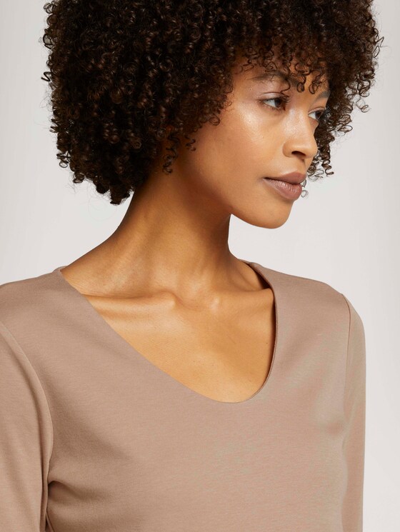 Basic-shirt 3/4 mouw met TENCEL™ Modal - Vrouwen - french clay beige Basic-shirt 3/4 mouw met TENCEL™ Modal - Vrouwen - french clay beige - 9 - TOM TAILOR