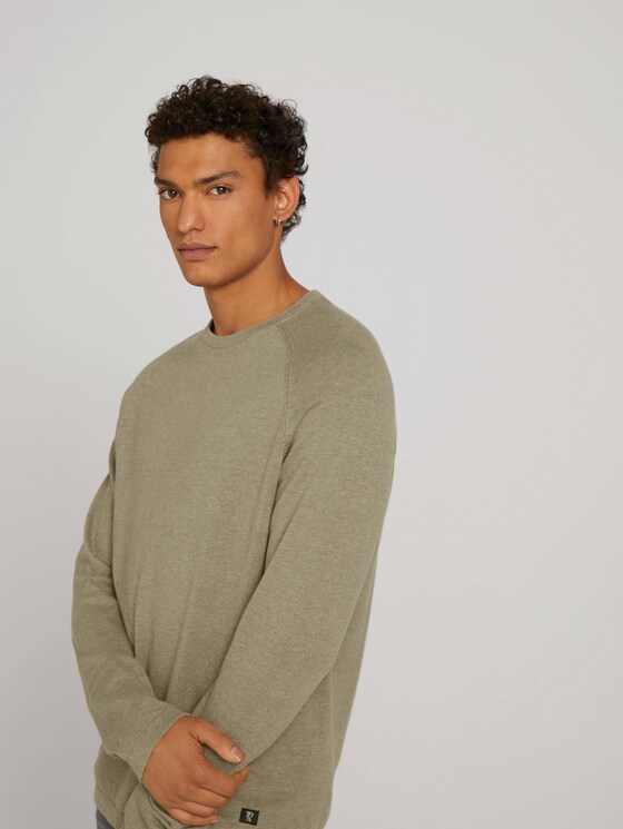 shirt met lange mouwen in gemêleerde look - Mannen - soft pale khaki melange shirt met lange mouwen in gemêleerde look - Mannen - soft pale khaki melange - 9 - TOM TAILOR Denim