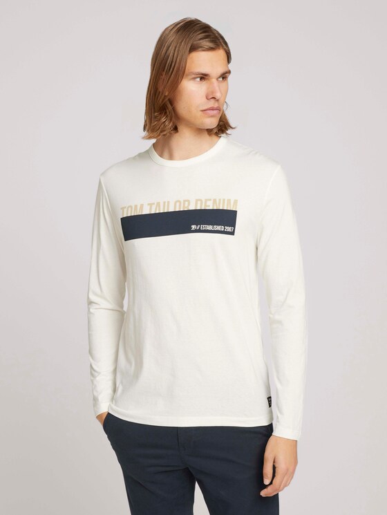 Langarmshirt mit Print - Männer - Soft Light Beige Langarmshirt mit Print - Männer - Soft Light Beige - 1 - TOM TAILOR Denim