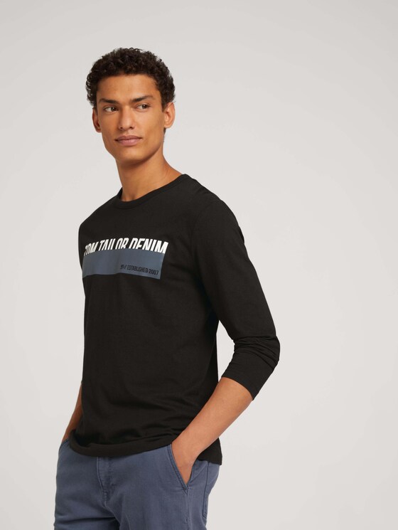 Long-sleeved shirt with a print - Men - Black Long-sleeved shirt with a print - Men - Black - 5 - TOM TAILOR Denim