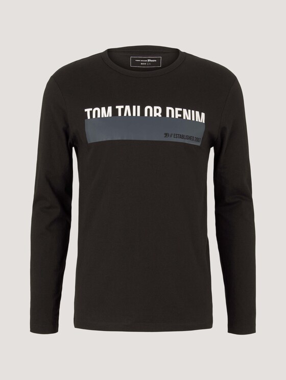 Long-sleeved shirt with a print - Men - Black Long-sleeved shirt with a print - Men - Black - 7 - TOM TAILOR Denim