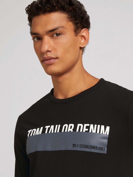 Long-sleeved shirt with a print - Men - Black Long-sleeved shirt with a print - Men - Black - 9 - TOM TAILOR Denim