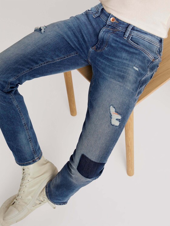 Slim Piers-jeans met biologisch katoen - Mannen - Destroyed Mid Stone Blue Denim Slim Piers-jeans met biologisch katoen - Mannen - Destroyed Mid Stone Blue Denim - 9 - TOM TAILOR Denim
