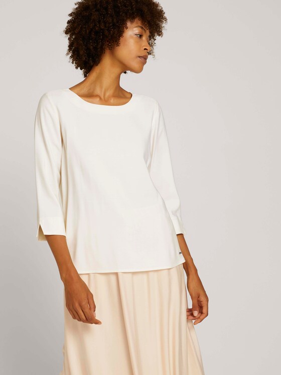 T-Shirt mit Stoffmix - Frauen - soft powder beige T-Shirt mit Stoffmix - Frauen - soft powder beige - 5 - Mine to five