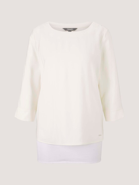 T-Shirt mit Stoffmix - Frauen - soft powder beige T-Shirt mit Stoffmix - Frauen - soft powder beige - 7 - Mine to five