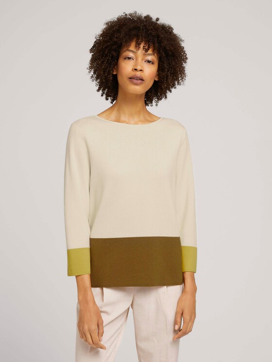 Sweater with colour blocking - Women - soft powder beige Sweater with colour blocking - Women - soft powder beige - 1 - Mine to five