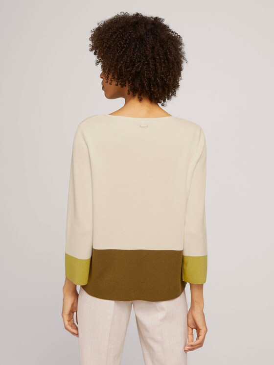 Sweater with colour blocking - Women - soft powder beige Sweater with colour blocking - Women - soft powder beige - 2 - Mine to five