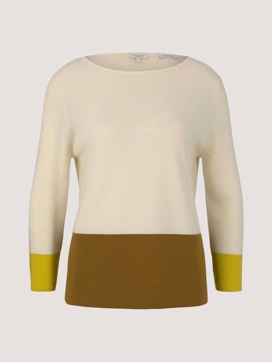 Sweater with colour blocking - Women - soft powder beige Sweater with colour blocking - Women - soft powder beige - 7 - Mine to five