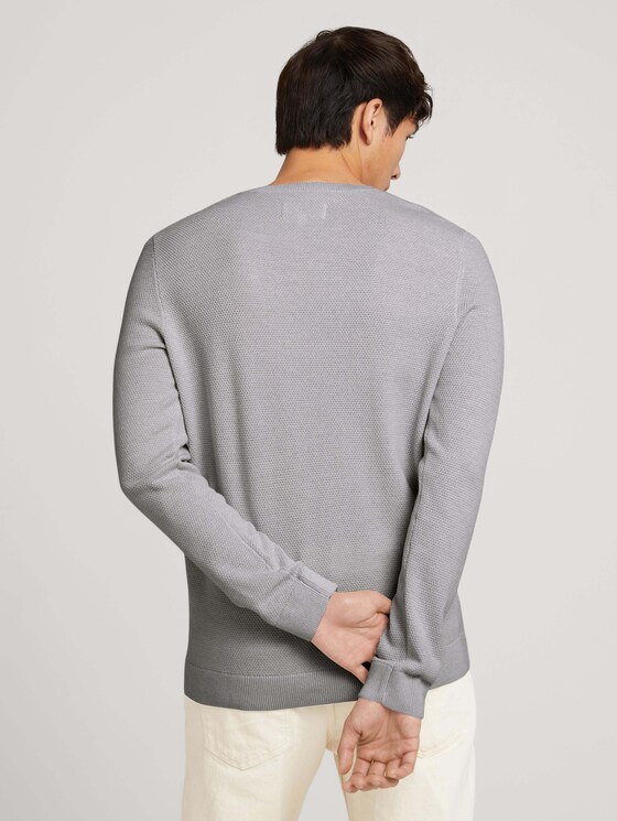 strukturierter Pullover - Männer - off white grey mouline strukturierter Pullover - Männer - off white grey mouline - 2 - TOM TAILOR Denim