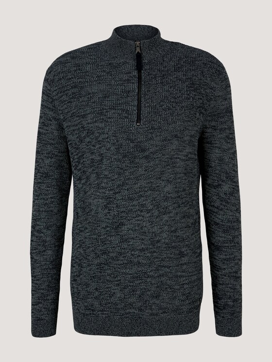 Pullover mit Troyer-Kragen - Männer - navy ice grey mouline Pullover mit Troyer-Kragen - Männer - navy ice grey mouline - 7 - TOM TAILOR Denim