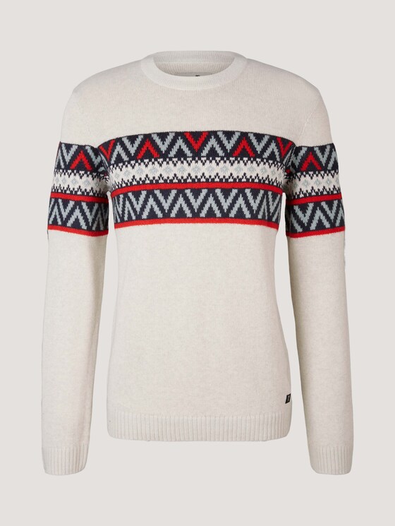 Jumper with a pattern - Men - light beige ice red jacquard Jumper with a pattern - Men - light beige ice red jacquard - 7 - TOM TAILOR Denim