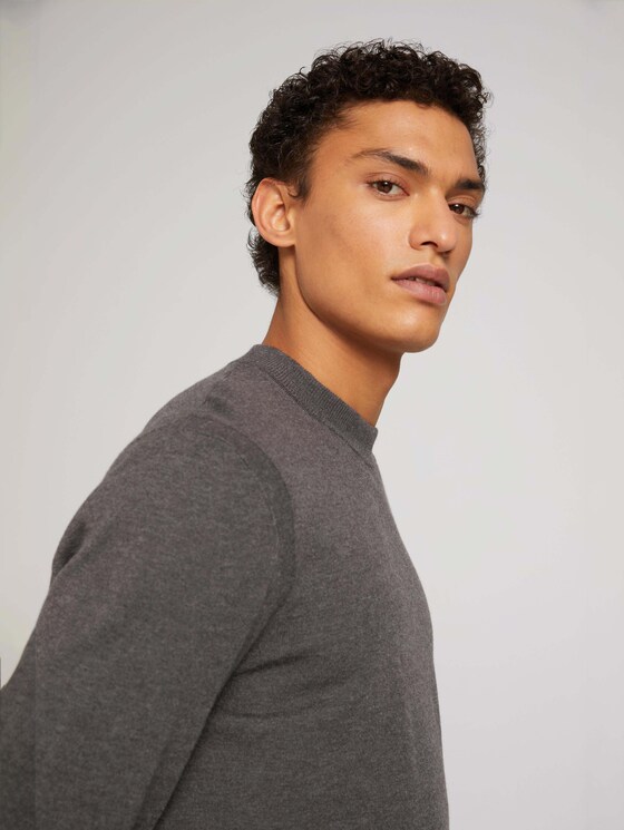 Stehkragenpullover aus nachhaltigem TENCEL™ - Männer - Black Grey Melange Stehkragenpullover aus nachhaltigem TENCEL™ - Männer - Black Grey Melange - 9 - TOM TAILOR Denim