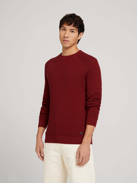 Strickpullover aus nachhaltiger Baumwolle - Männer - burned cordovan red Strickpullover aus nachhaltiger Baumwolle - Männer - burned cordovan red - 5 - TOM TAILOR Denim